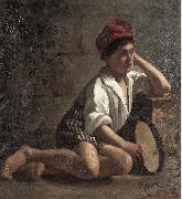 Julia Beck Boy with tamburin oil on canvas